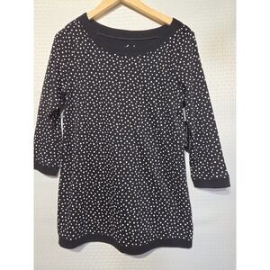Kim Rogers Black White Polka Dot Tunic Top Women's Medium 3/4 Sleeve Cotton...